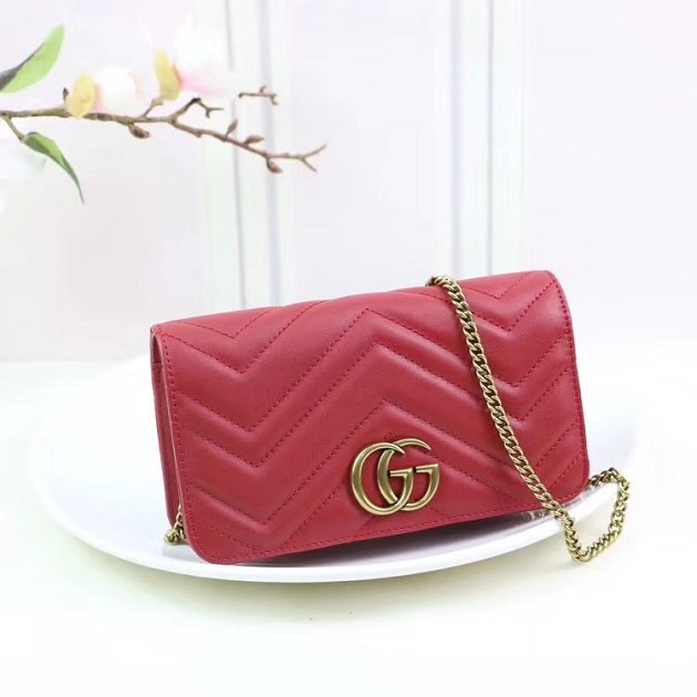 GG margaret original calfskin mini chain bag 488426 red