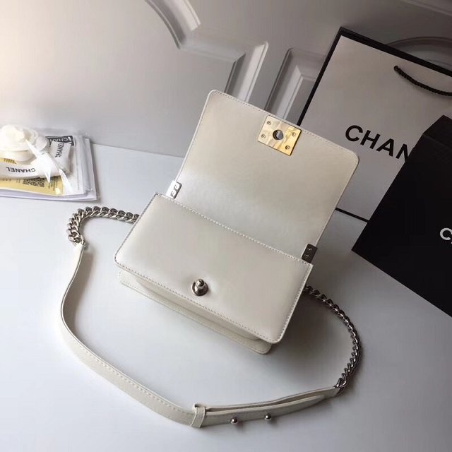 CC original calfskin small le boy flap bag A67085 white