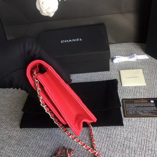 CC original grained leather woc chain bag 33814-8 red