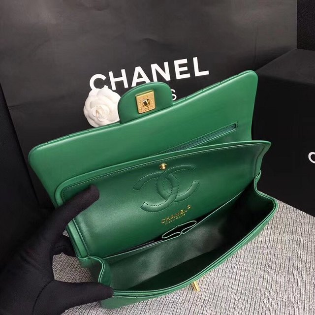 CC original lambskin medium double flap bag A1112-3 green