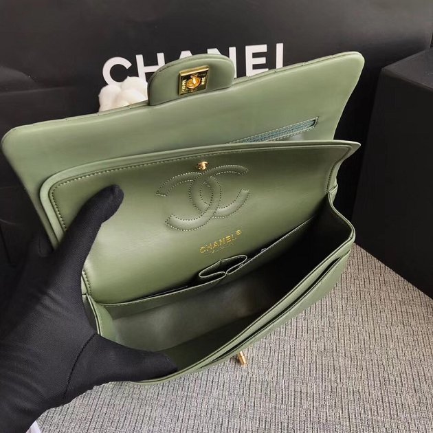 CC original lambskin medium double flap bag A1112-3 olive