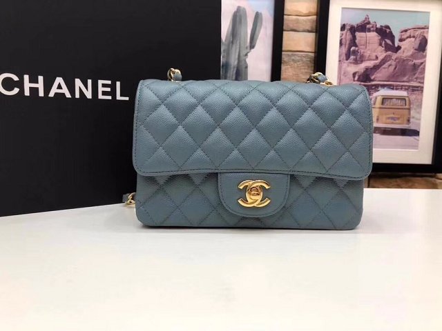 CC original grained calfskin mini flap bag A69900 blue