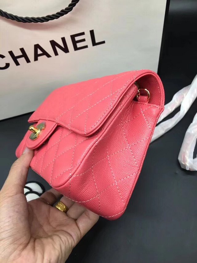 CC original grained calfskin mini flap bag A69900 red