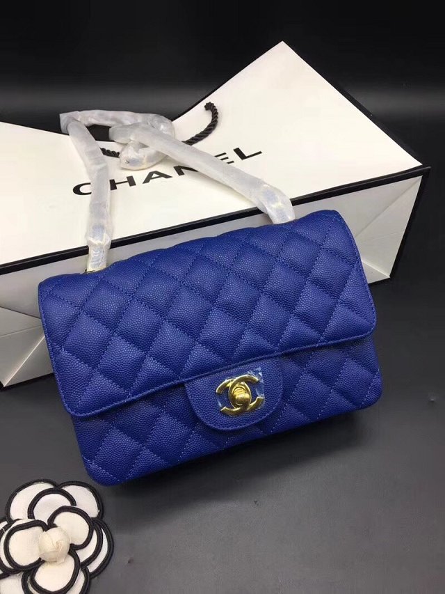 CC original grained calfskin mini flap bag A69900 royal blue