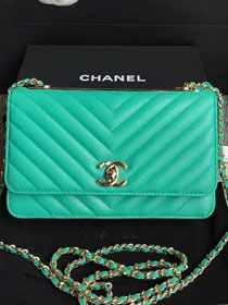 CC original lambskin leather woc chain bag 80982 green