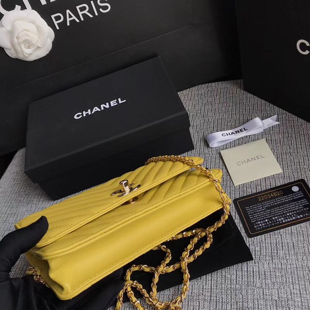 CC original lambskin leather woc chain bag 80982 yellow