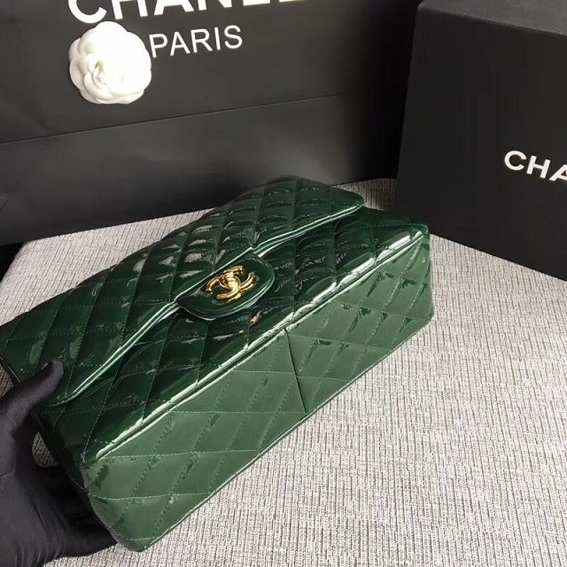 CC original patent calfskin large flap bag A69902 green