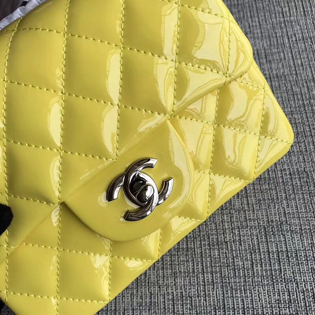 CC original patent calfskin mini flap bag A69906 yellow