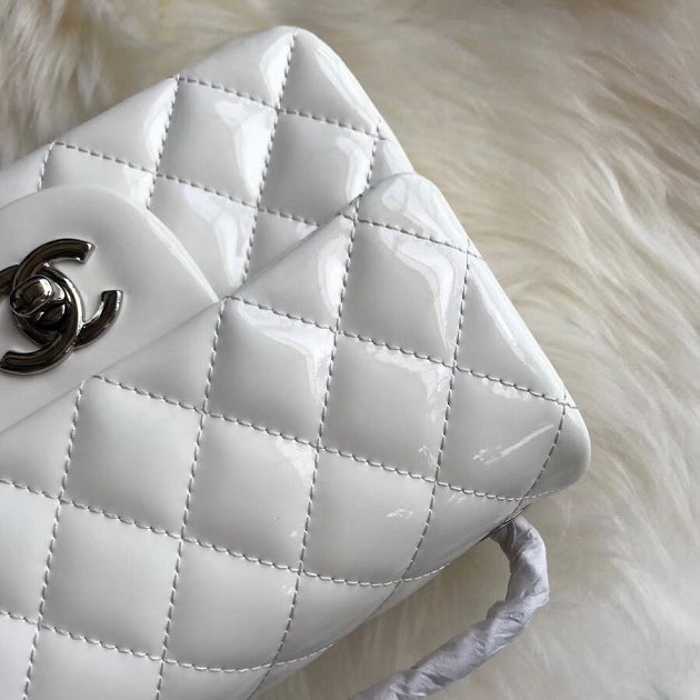 CC original patent calfskin mini flap bag A69906 white