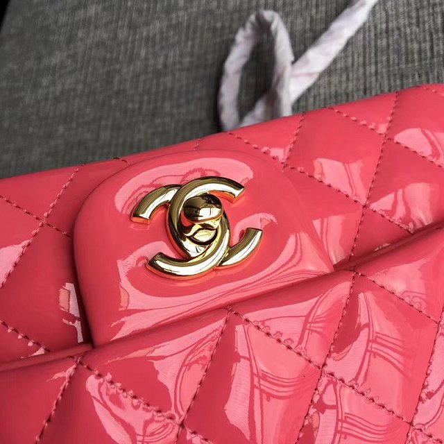 CC original patent calfskin mini flap bag A69900 rose red