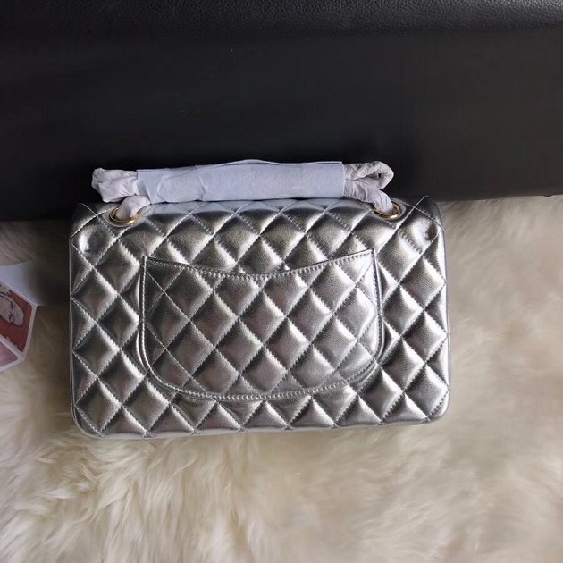 CC original lambskin leather double flap bag A1112 silver