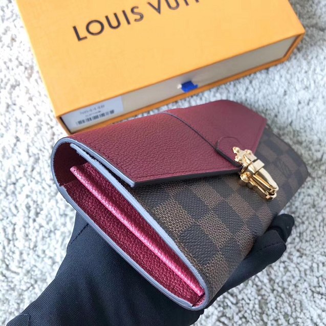 Louis vuitton original damier canvas clapton wallet MN64448 burgundy