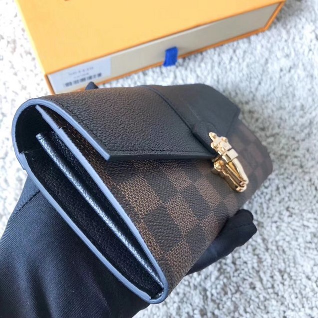 Louis vuitton original damier canvas clapton wallet N64449 black