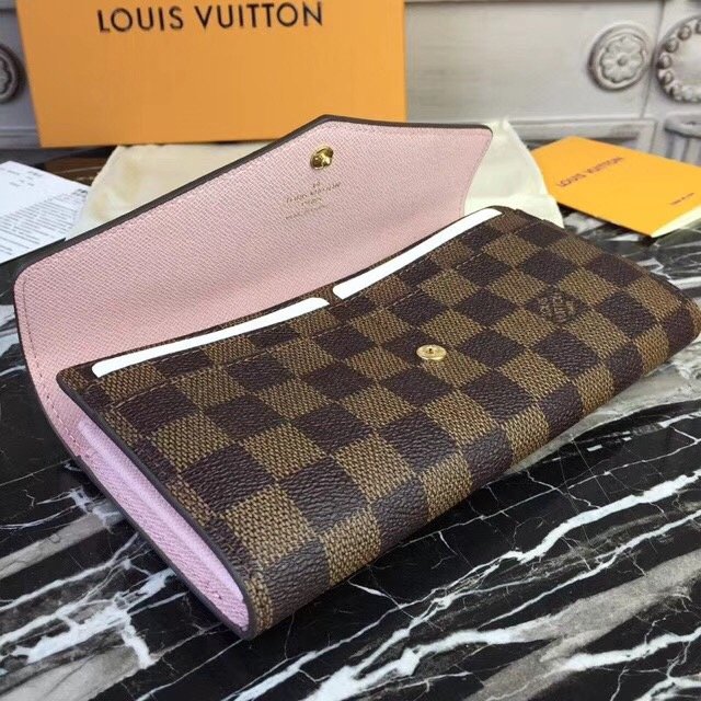 Louis vuitton damier ebene sarah wallet N63209 pink