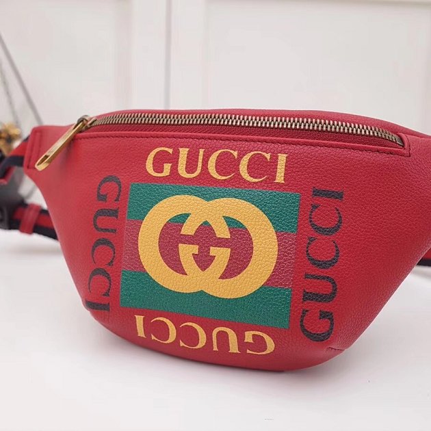 2018 GG original calfskin print small belt bag 527792 red