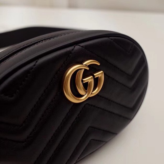 2018 GG Marmont matelasse leather belt bag 476434 black