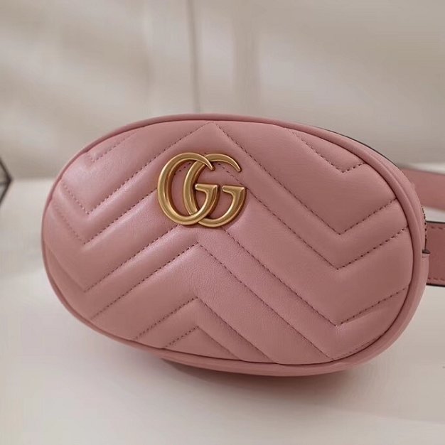 2018 GG Marmont matelasse leather belt bag 476434 pink