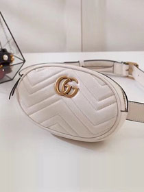 2018 GG Marmont matelasse leather belt bag 476434 white