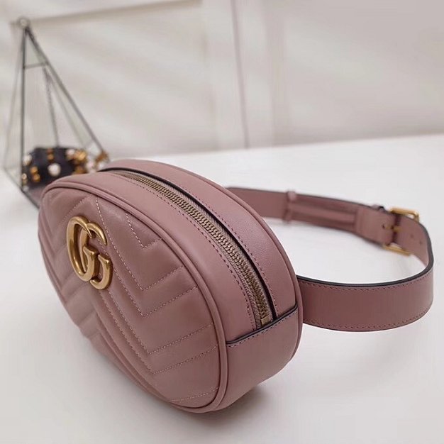 2018 GG Marmont matelasse leather large belt bag 491294 nude