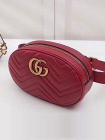 2018 GG Marmont matelasse leather large belt bag 491294 red