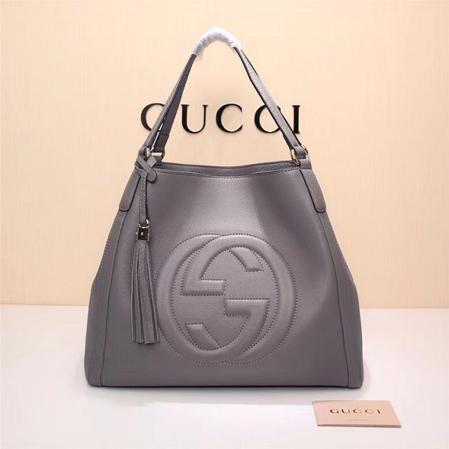 GG original calfskin hobo bag 282309 dark grey 