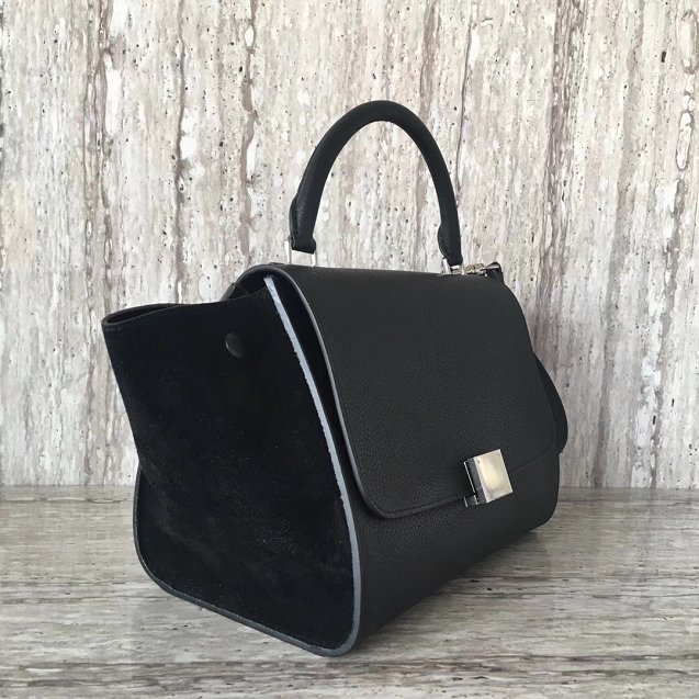 Celine original calfskin&suede medium trapeze bag 18701 black