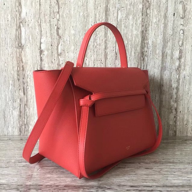 Celine original grained calfskin mini belt bag 189103 red