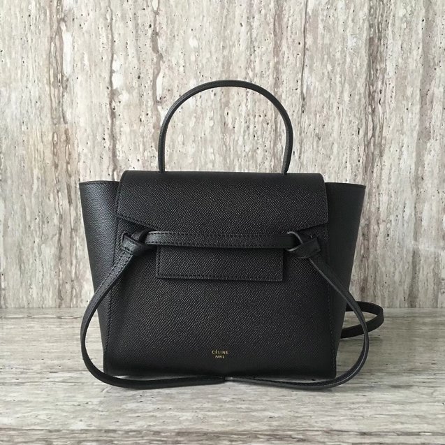 Celine original grained calfskin nano belt bag 189003 black