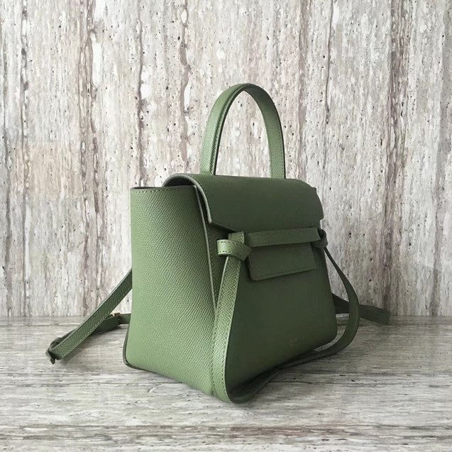 Celine original grained calfskin nano belt bag 189003 green