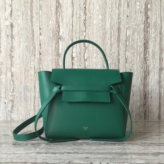 Celine original grained calfskin micro belt bag 189153  green