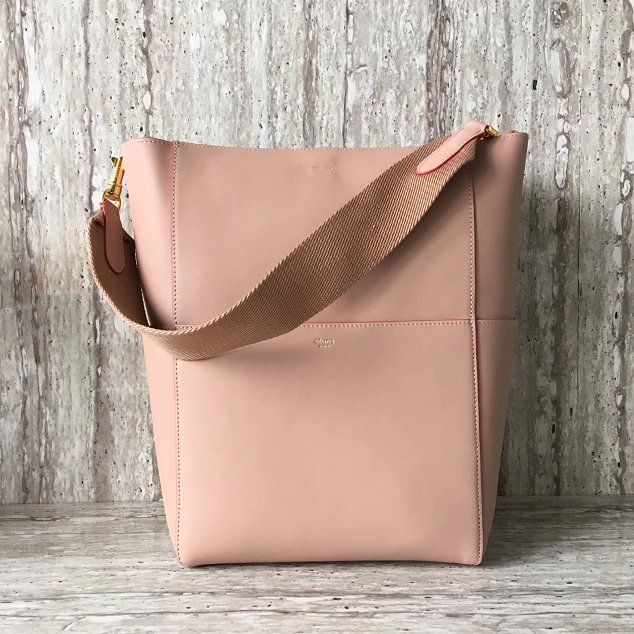 2018 celine original bare calfskin sangle medium bucket bag 77427 pink