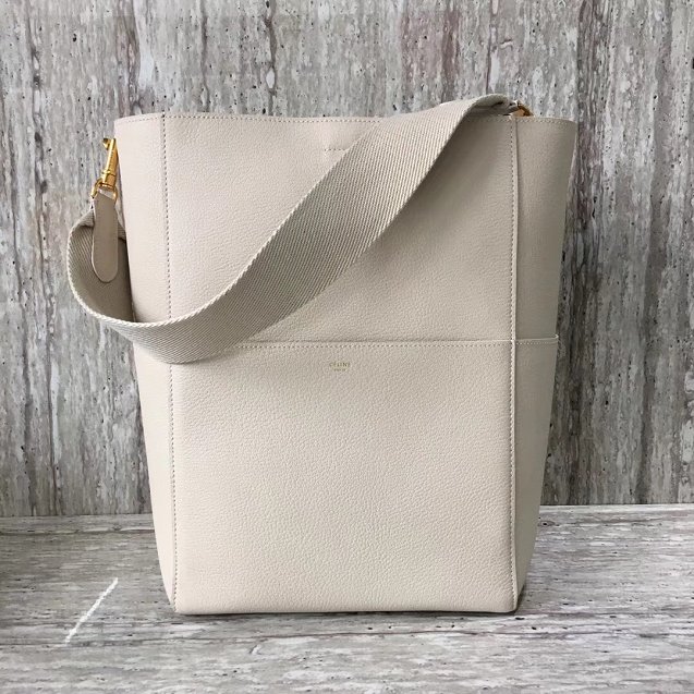 2018 celine original grained calfskin sangle medium bucket bag 77427 beige