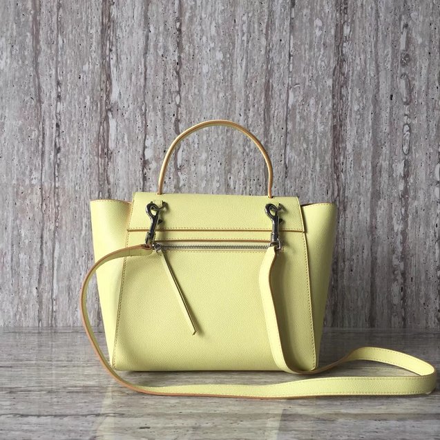 Celine original grained calfskin nano belt bag 189003 light yellow