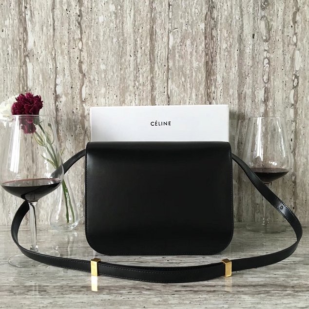 Celine original box calfskin large classic bag 11045 black