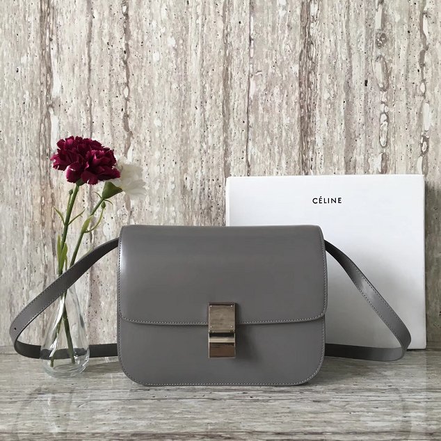 Celine original box calfskin large classic bag 11045 gray