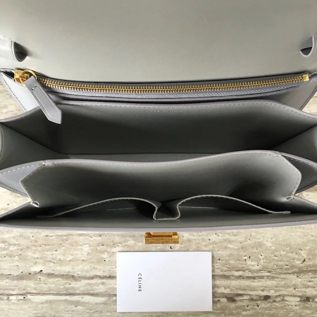 Celine original box calfskin large classic bag 11045 light gray