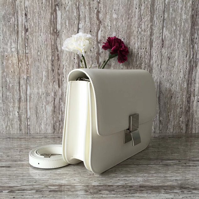 Celine original box calfskin large classic bag 11045 white