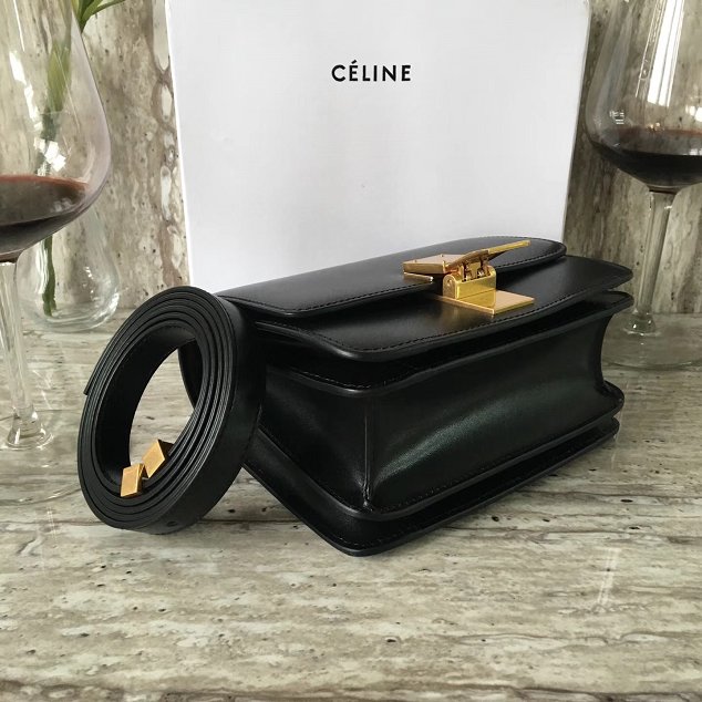 Celine original box calfskin small classic bag 11041 black