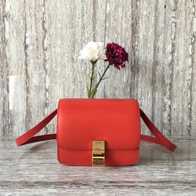 Celine original box calfskin small classic bag 11041 red