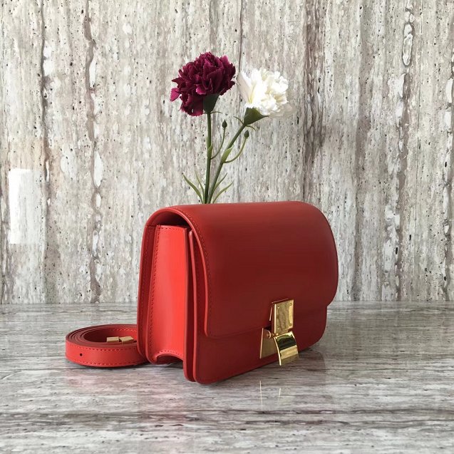 Celine original box calfskin small classic bag 11041 red