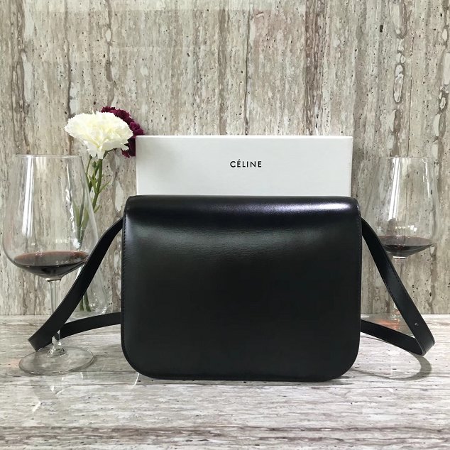 Celine original liege calfskin large classic box bag 11045-1 black