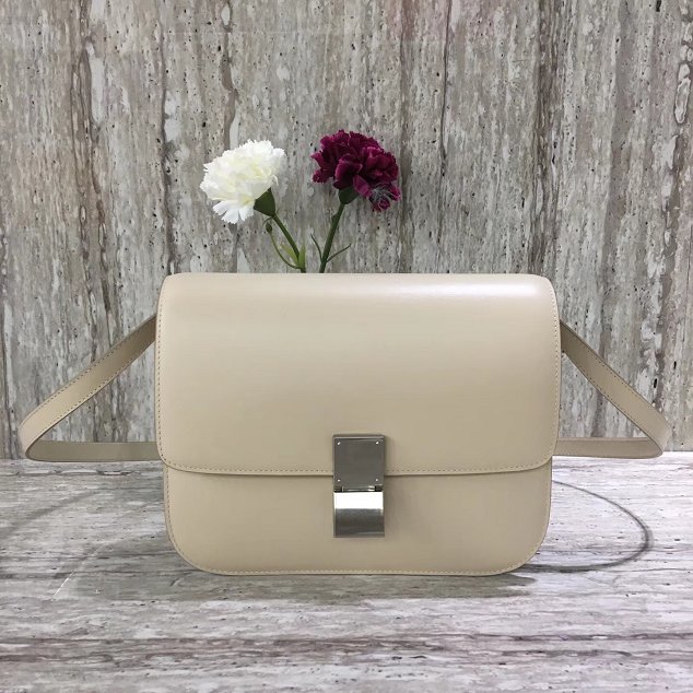 Celine original liege calfskin large classic box bag 11045-1 cream