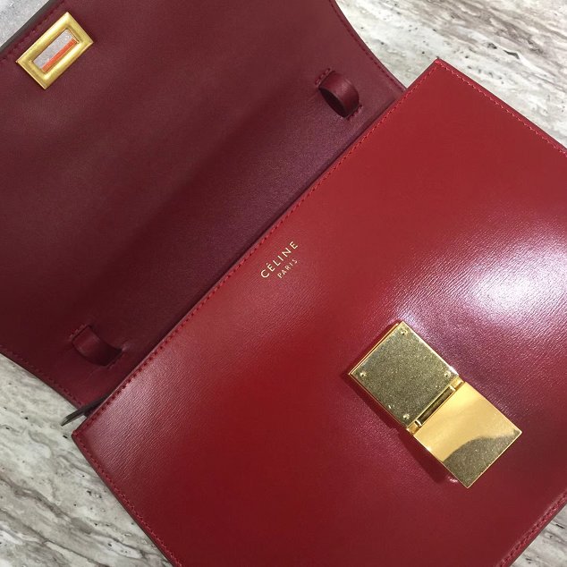 Celine original liege calfskin large classic box bag 11045-1 crimson 