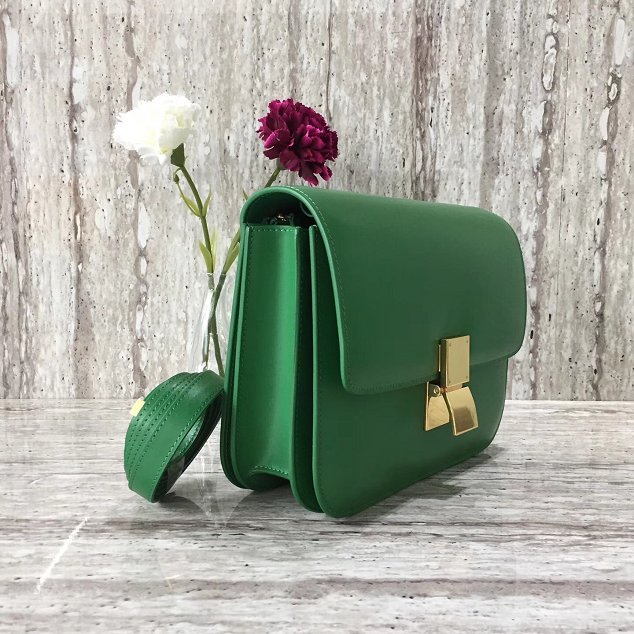 Celine original liege calfskin large classic box bag 11045-1 grass green