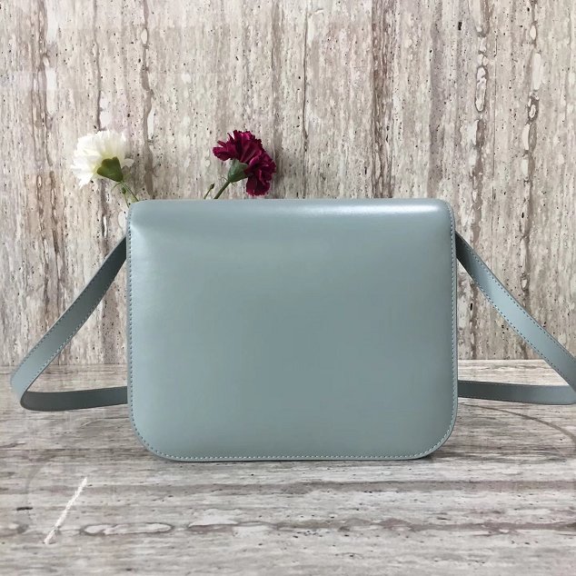 Celine original liege calfskin large classic box bag 11045-1 light blue