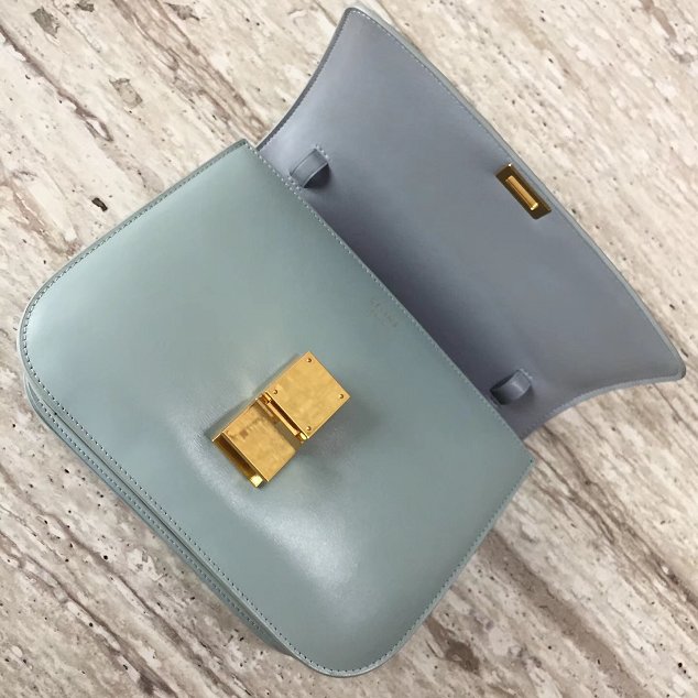 Celine original liege calfskin large classic box bag 11045-1 light blue