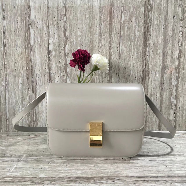 Celine original liege calfskin large classic bag 11045-1 light grey