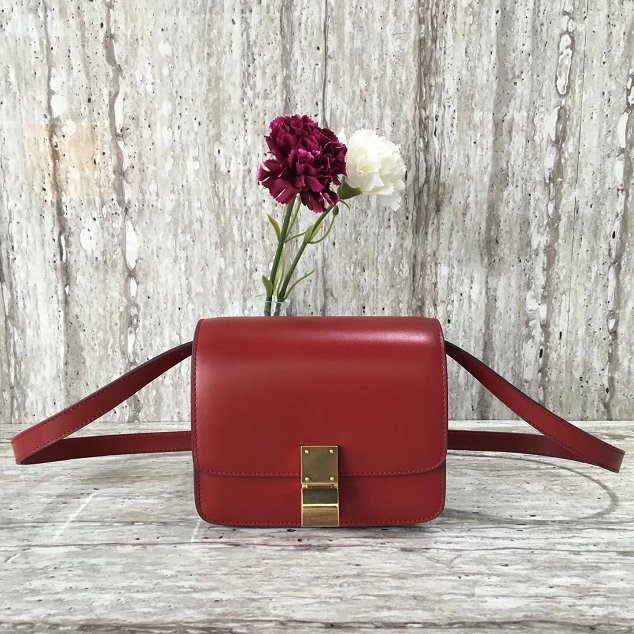 Celine original liege calfskin small classic bag 11041-1 crimson 