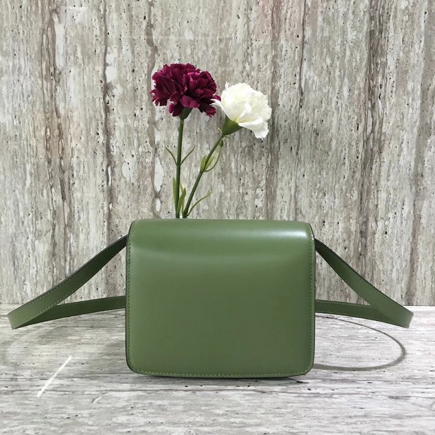 Celine original liege calfskin small classic bag 11041-1 green