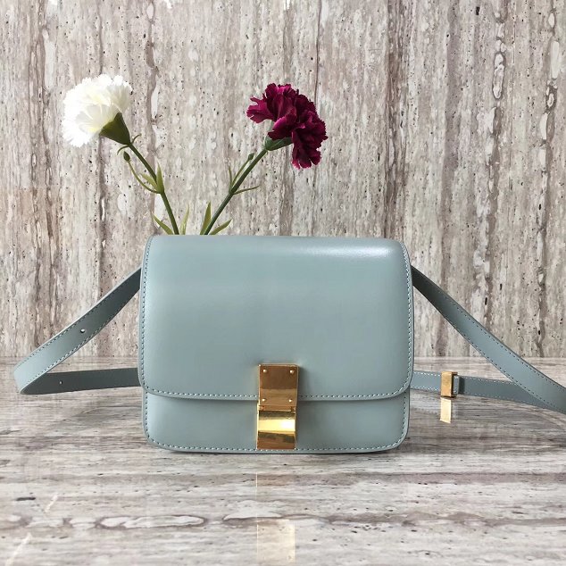 Celine original liege calfskin small classic bag 11041-1 light blue